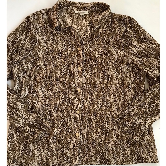 JM Collection Women’s Plus Size Brown Multicolored Long Sleeve Top Size 18 - Picture 6 of 6
